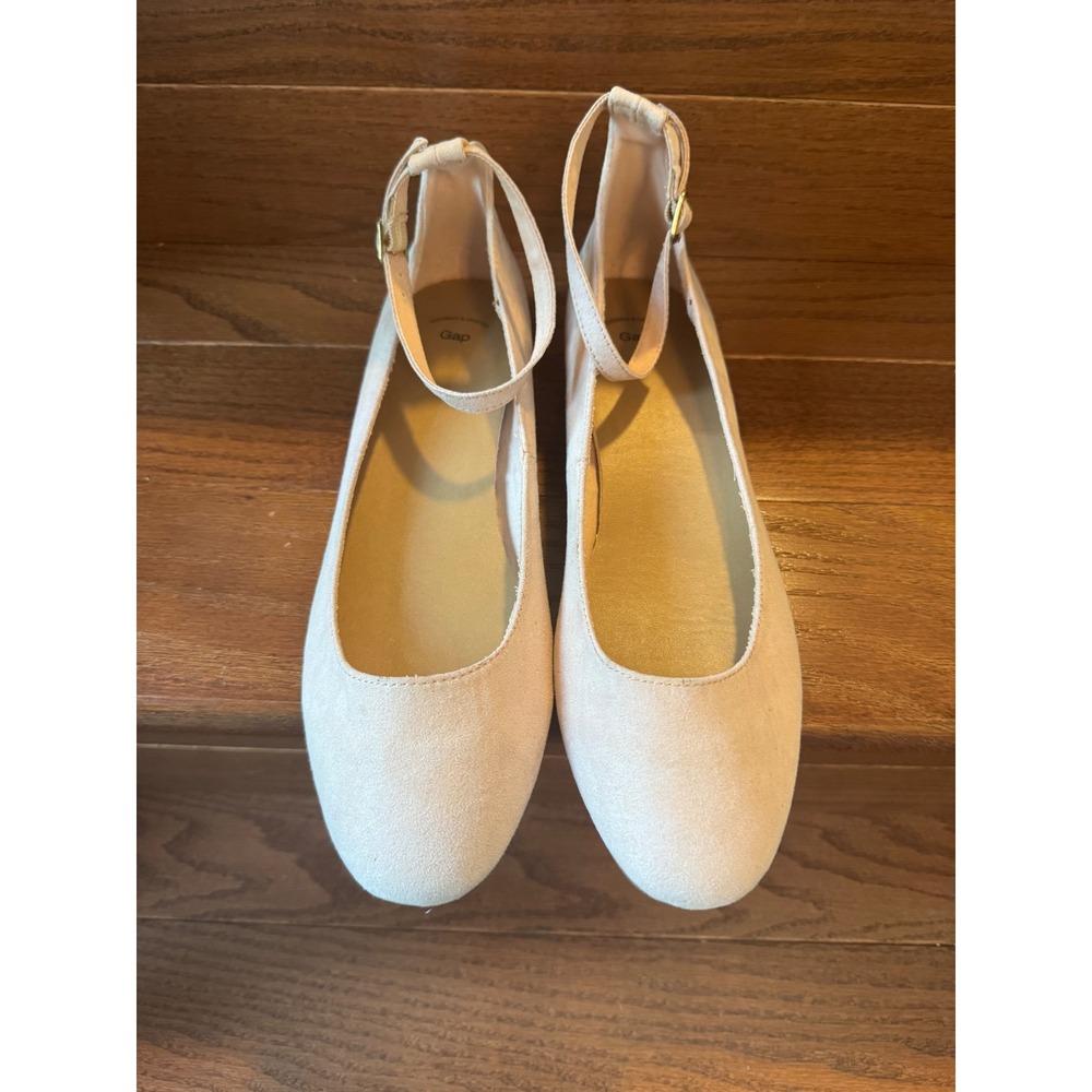 Gap Womens Ankle Strap Ballet Flats Blush Pink Faux Suede Round Toe Shoes Sz 9